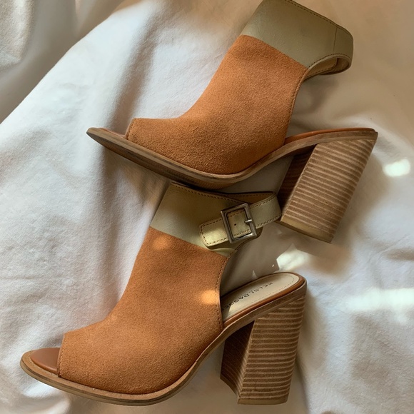 Kelsi Dagger 'Milton' suede leather open toe booties with stacked heels - Picture 8 of 11